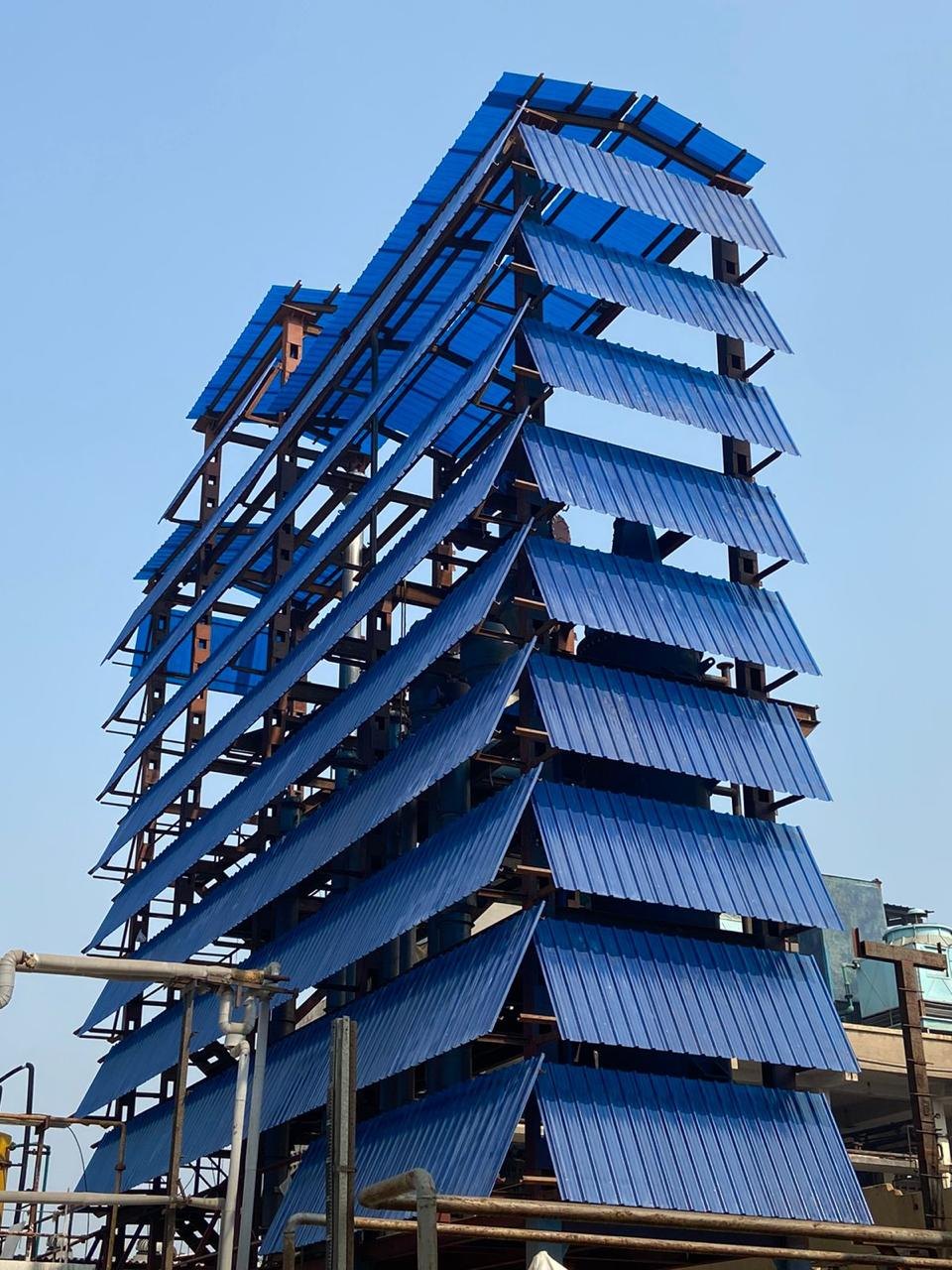 Industrial blue FRP roofing project
