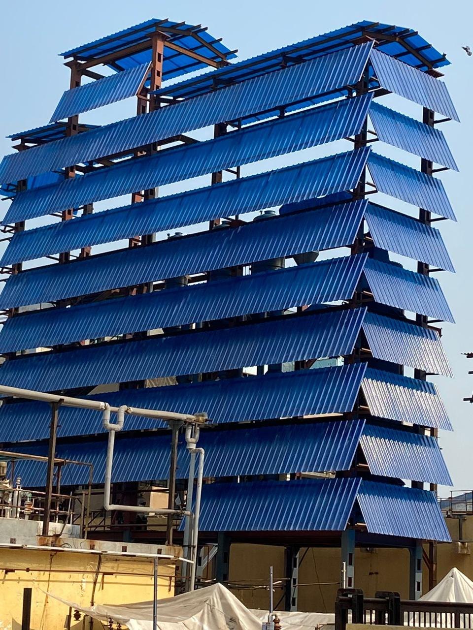 Industrial blue FRP roofing structure